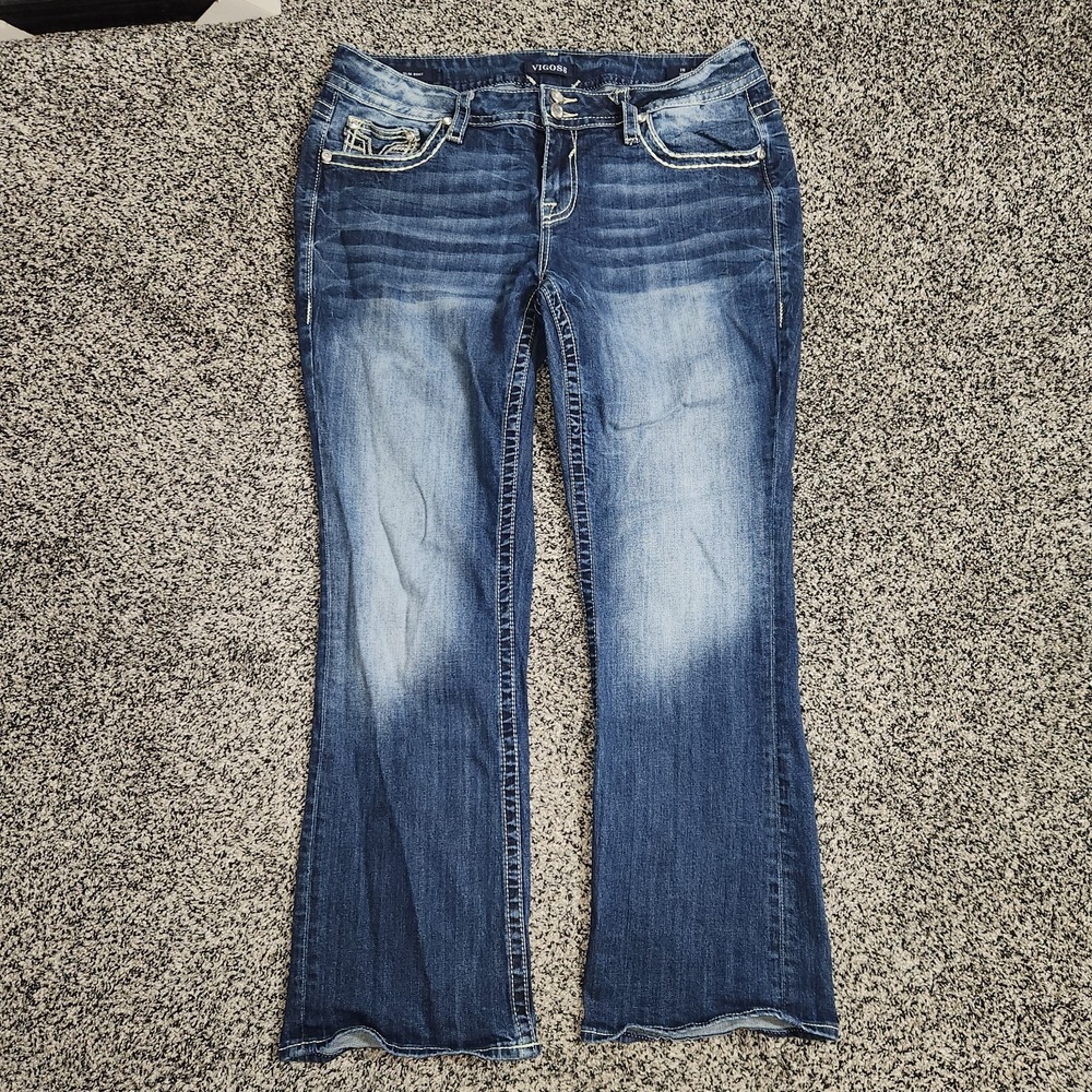 Vigoss Heritage Fit Slim Bootcut Jeans Stretch Bling Women's Sz 16,31" Inseam